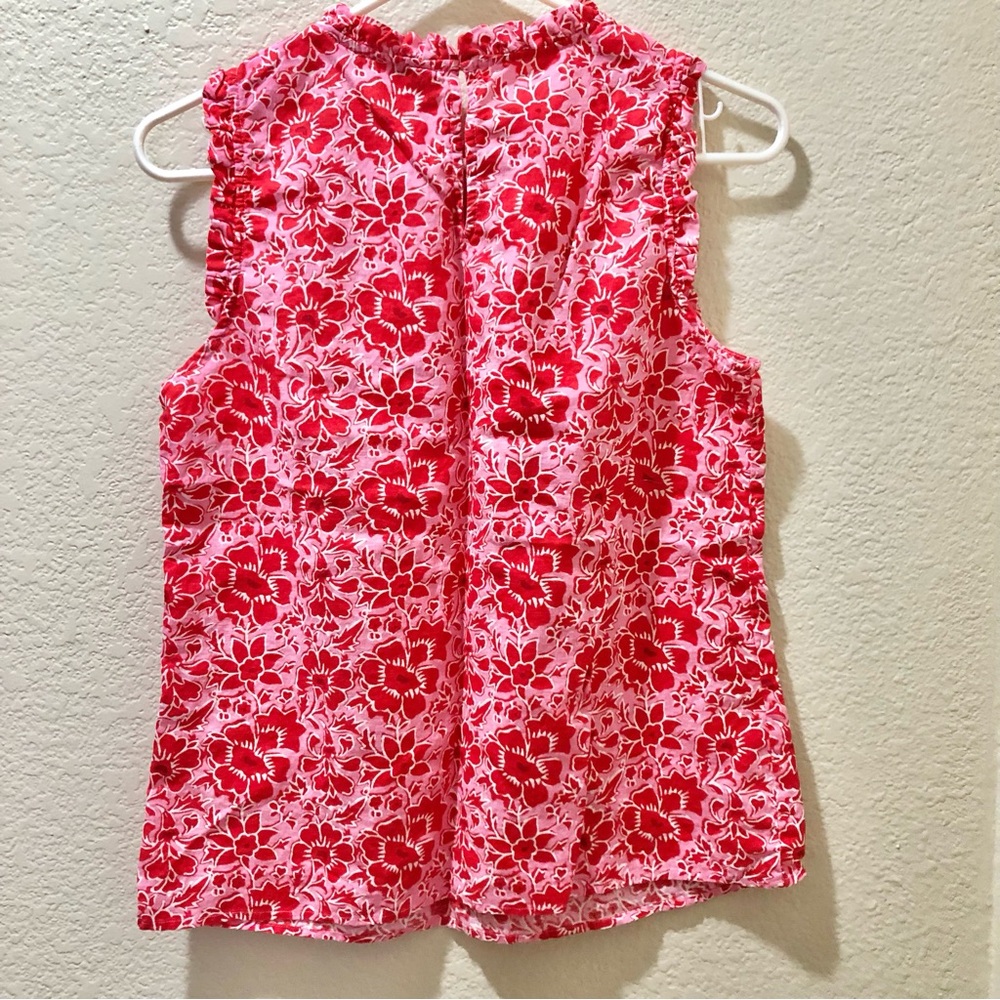 J. Crew Pink and Red Floral Sleeveless Camisole